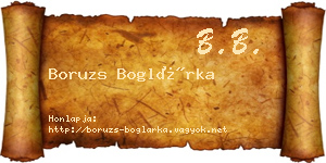 Boruzs Boglárka névjegykártya